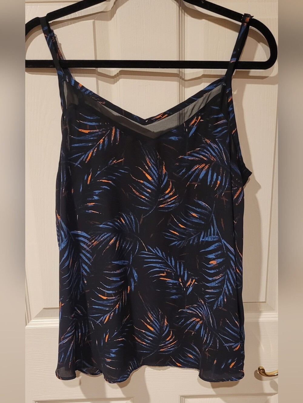 torrid Black Cami with Blue and Orange Leaf Print